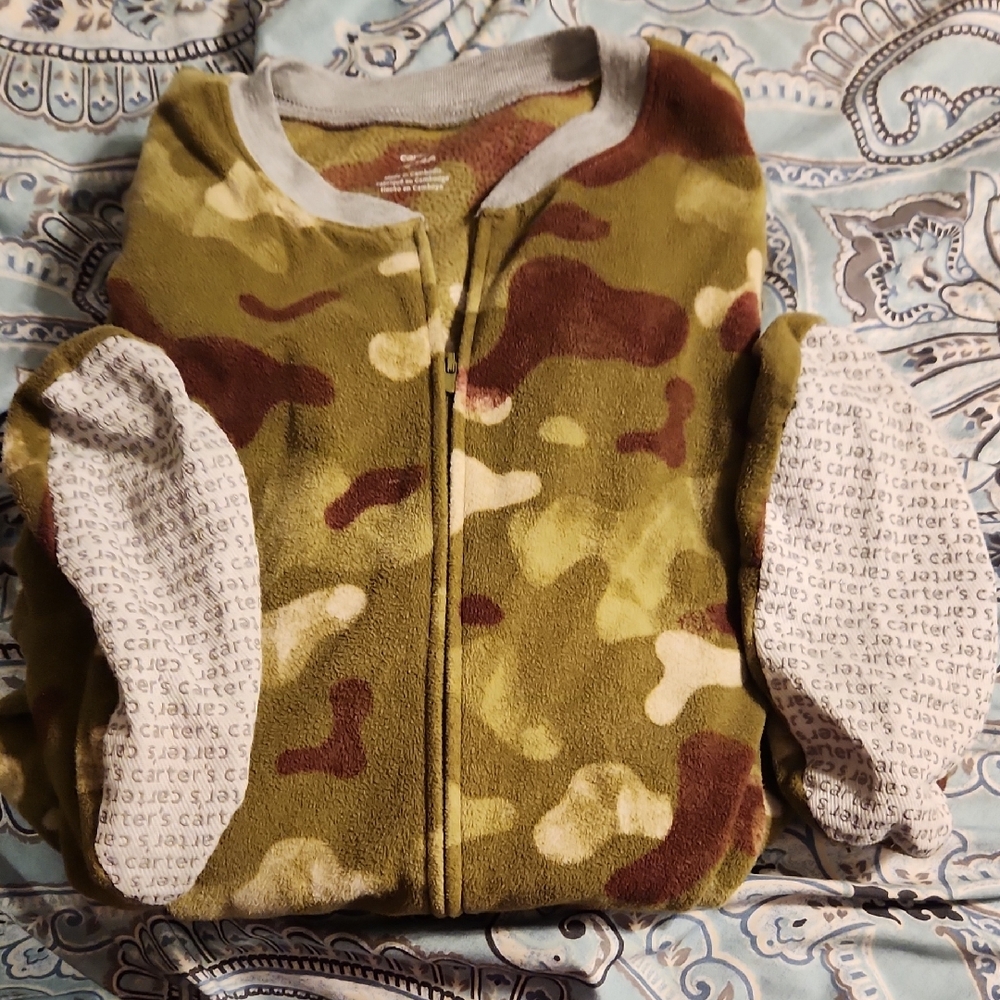Carter's Green Camo Boys Footed Pajamas Size 14
